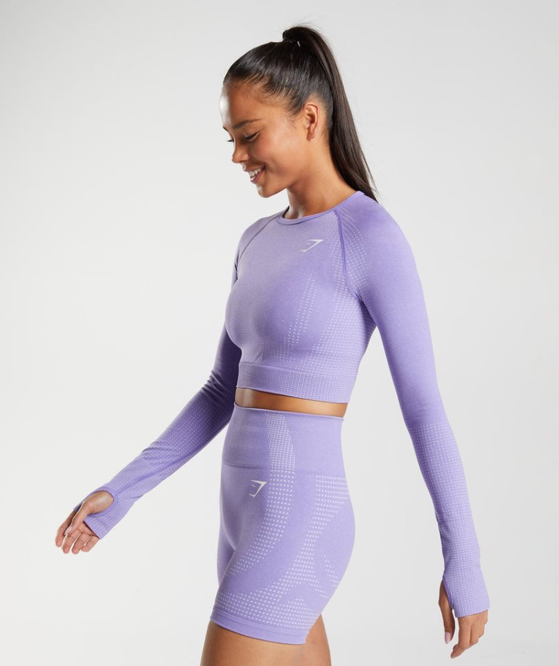 Women's Gymshark Vital Seamless 2.0 Cropped Tops Purple | NZ 6WDPUY